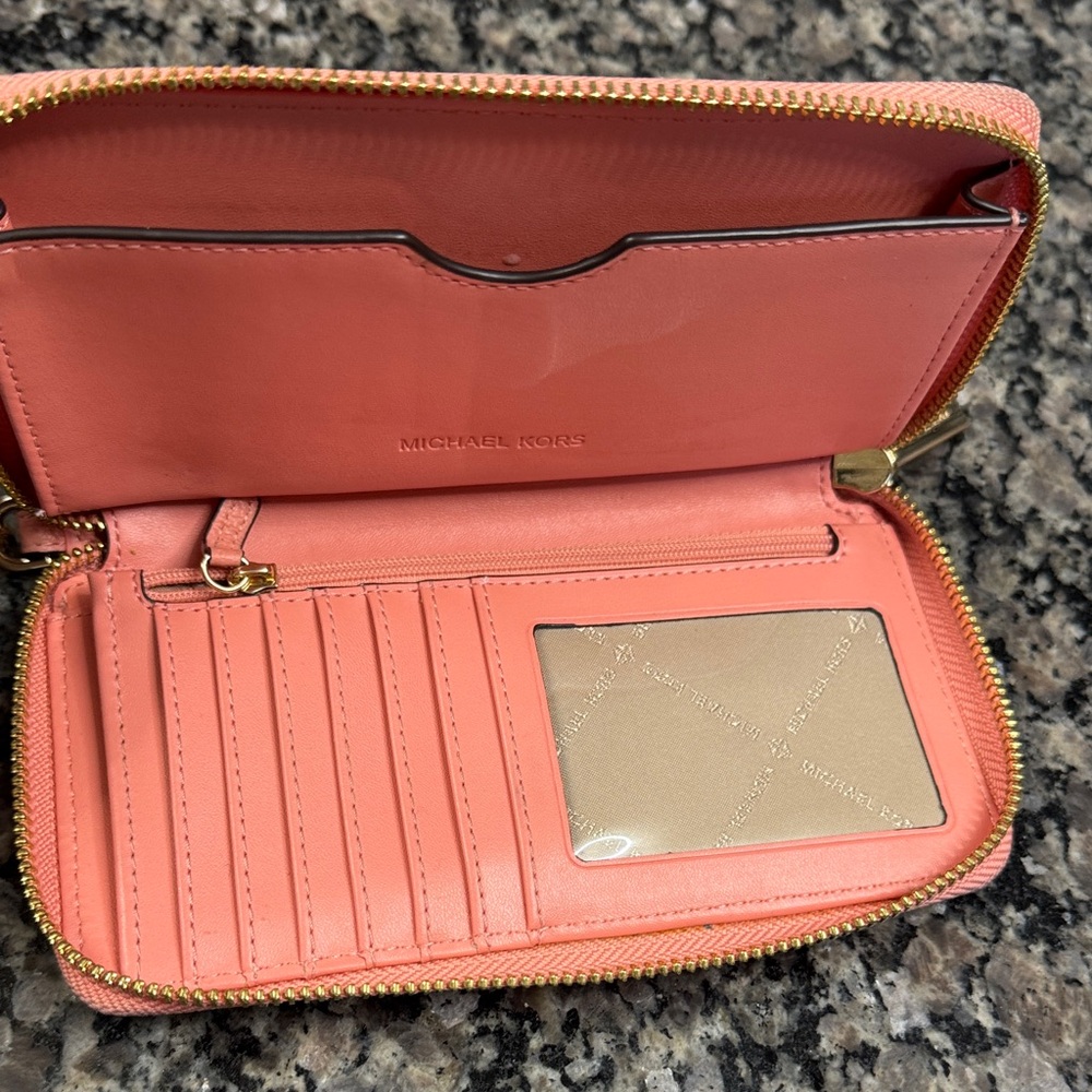Michael Kors Coral leather Wristlet Clutch - Picture 11 of 16